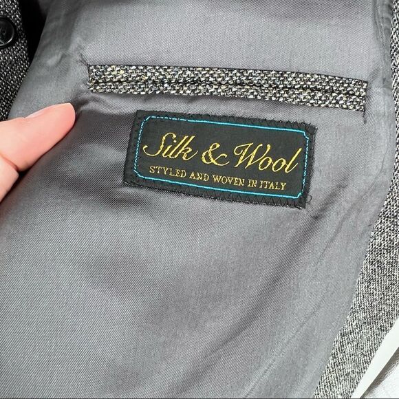 Pronto Uomo Mens 46R‎ Silk & Wool Blazer Suit Jacket - Picture 8 of 9